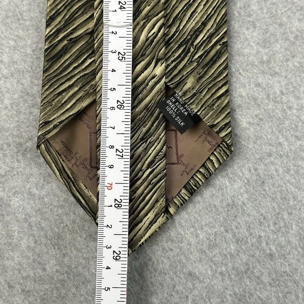 Vintage Mary McFadden Silk Tie Gold Black Zebra Abstract Designer Necktie 58x4